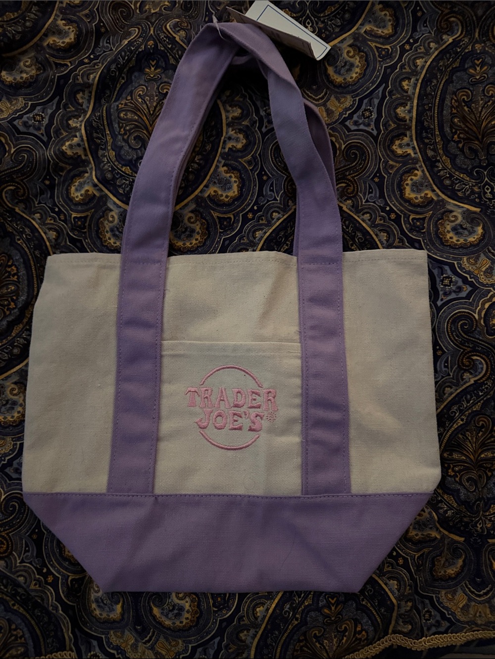 Trader Joe’s mini Lavender & Cream Canvas Tote